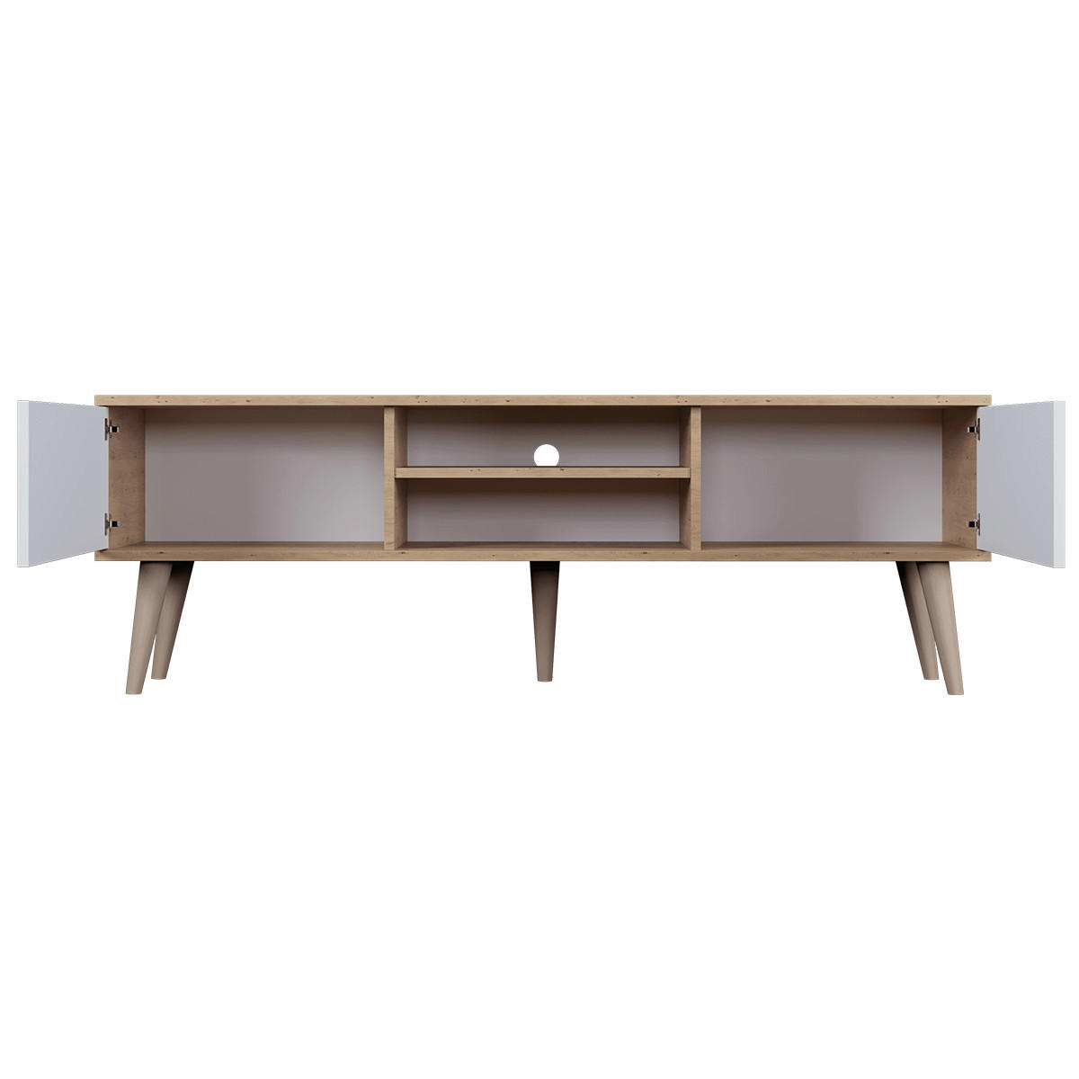 TV-MÖBEL Toronto Weiß und Holz - Weiß/Braun, Holzwerkstoff (160/55/35cm) - Petits-meubles