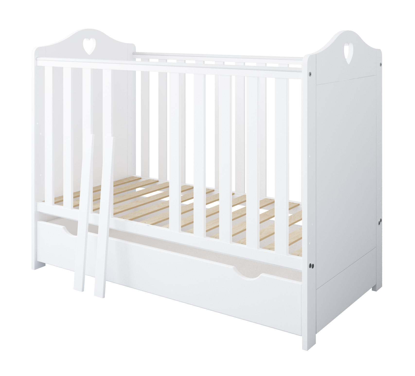 GITTERBETT Kleines Herz 2in1 mit Matratze - Weiß, Holzwerkstoff - kiki design
