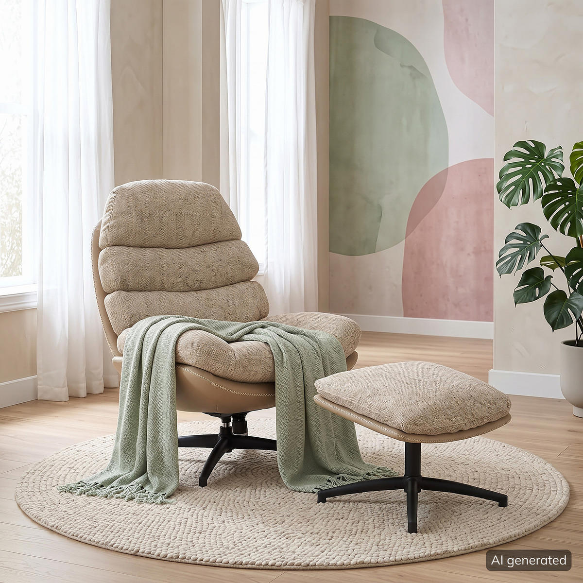RELAXSESSEL - Beige/Schwarz, Kunststoff/Textil (78/102/90cm) - home24