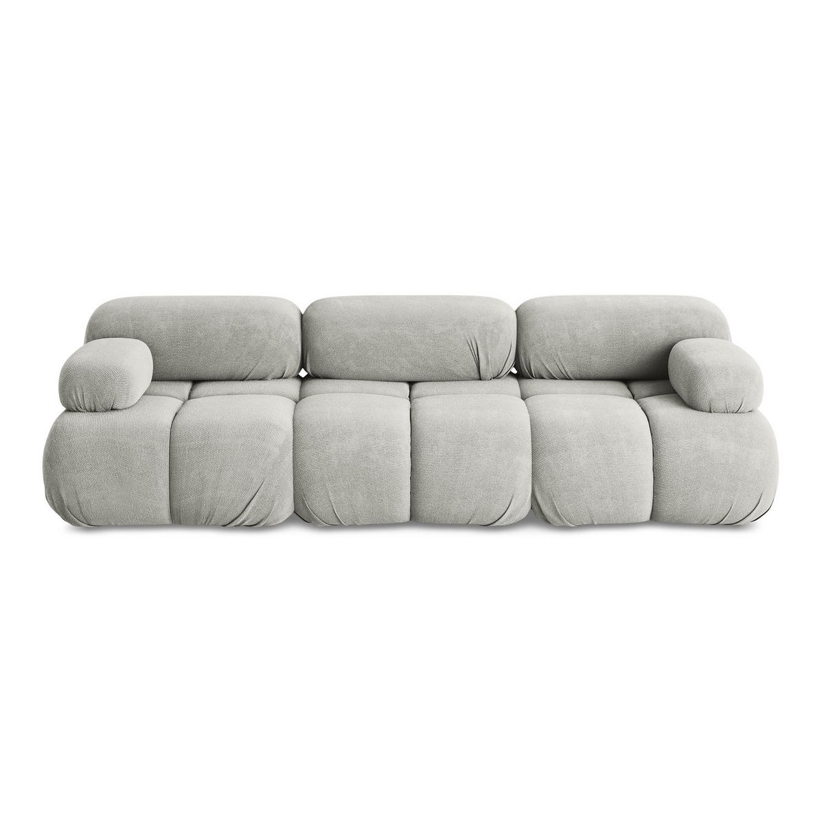 3-SITZER SOFA Chenille Stoff Grau - Hellgrau/Schwarz, Kunststoff/Textil (285/70/96cm) - LaMiaSofa