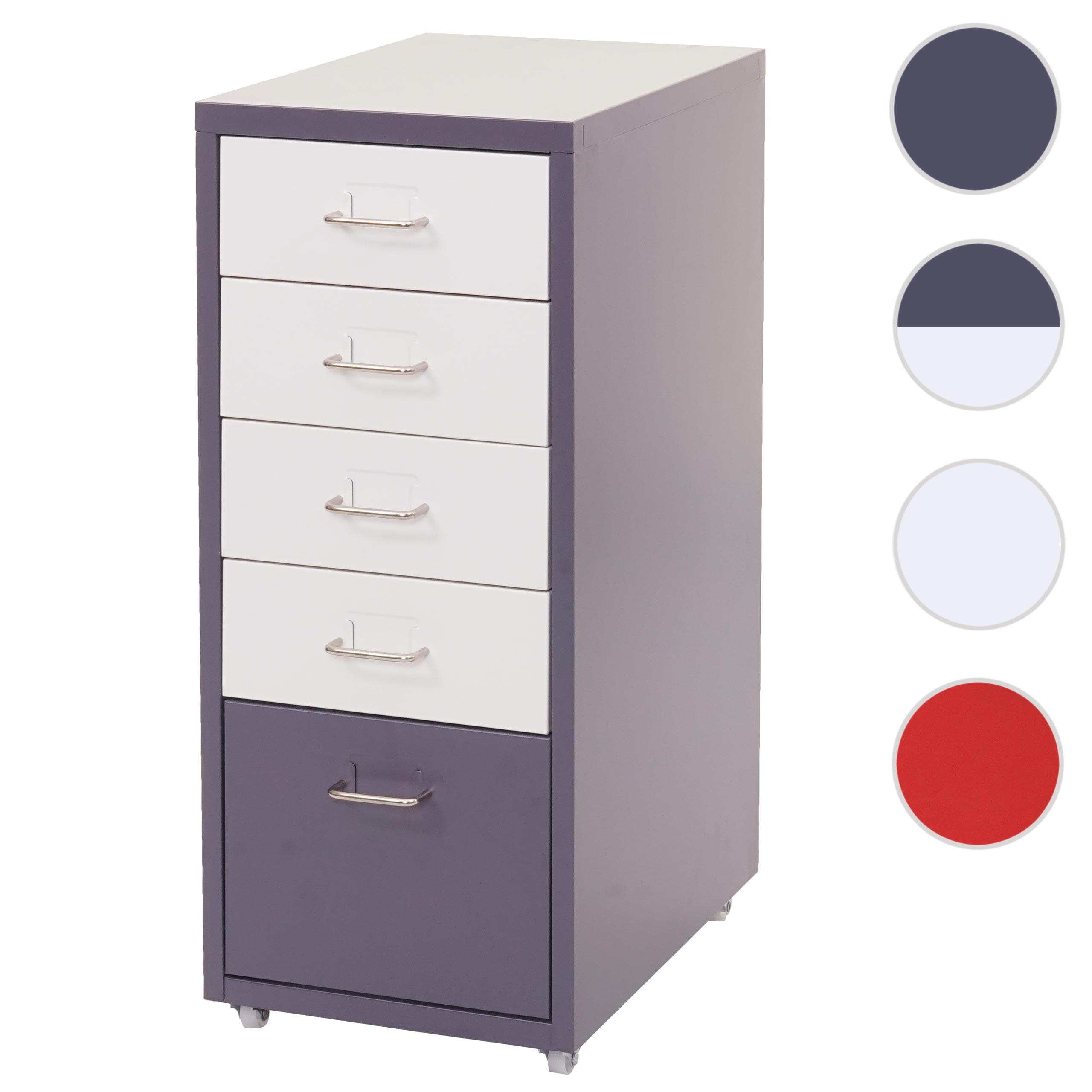 ROLLCONTAINER Weiß, Anthrazit - Anthrazit/Weiß, Metall (28/69/41cm) - MCW