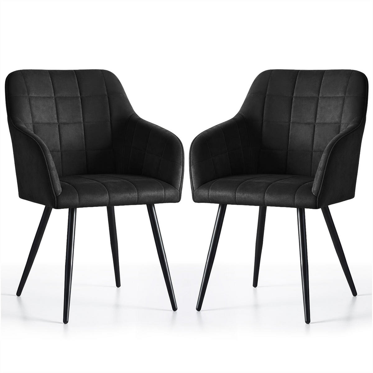 POLSTERSTUHL 2er Set, Metallbeine Schwarz 54/82/58 - Schwarz, Textil (54/82/58cm) - RAUMHIRSCH FURNITURE