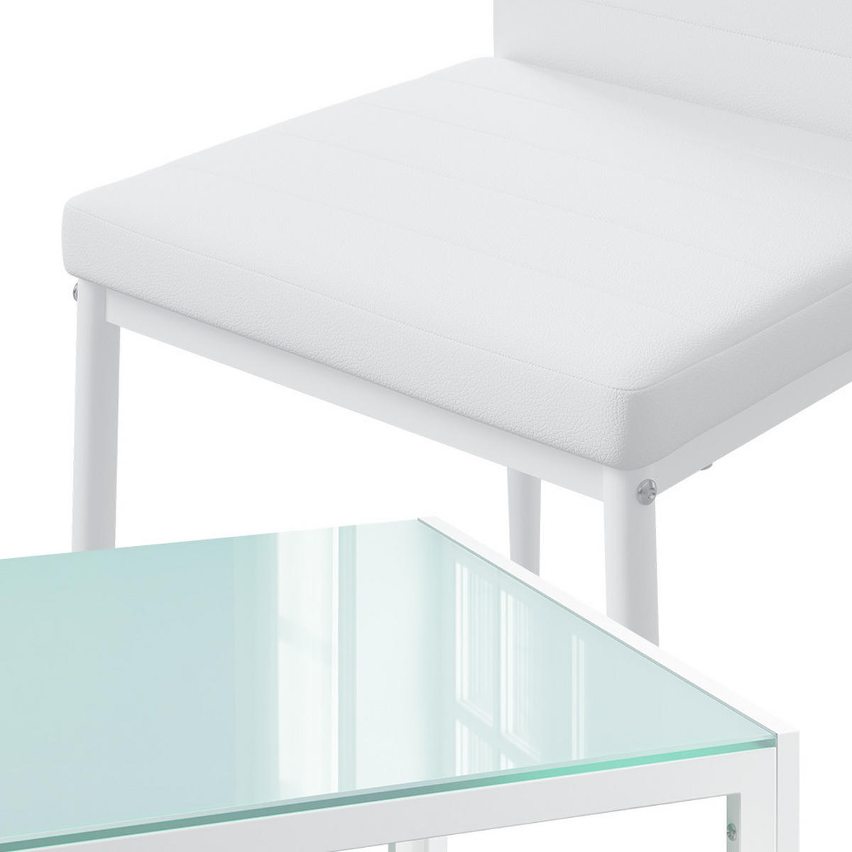 ESSTISCH-SET Grand Weiß 120 x 75 cm mit 6 Stühlen - Weiß, Metall (120/70/75cm) - Vicco