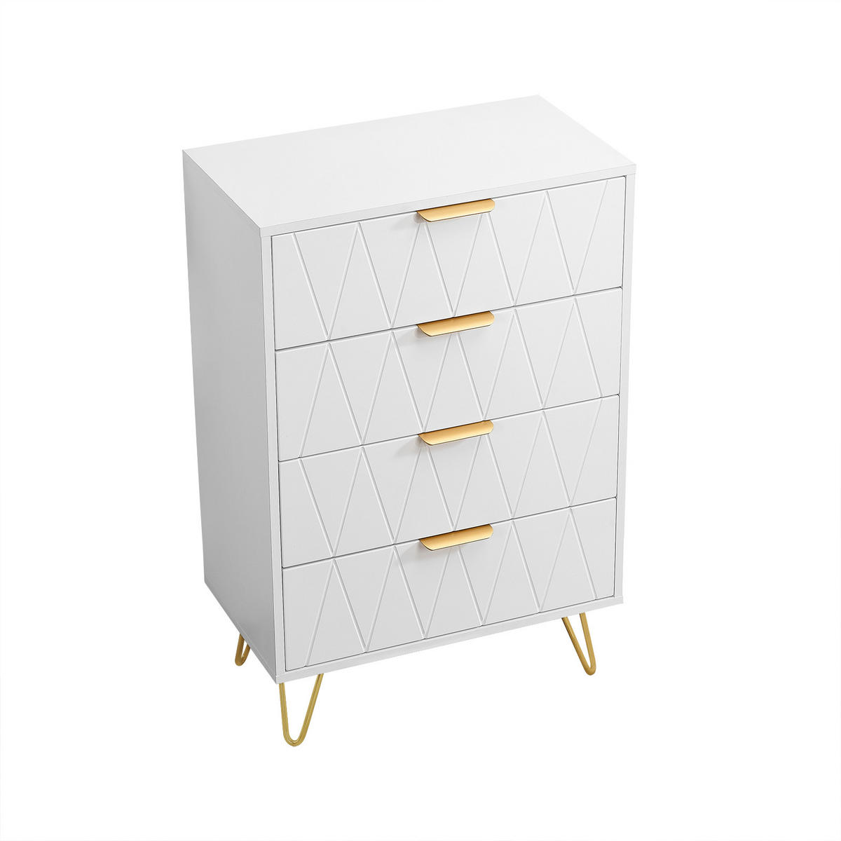 KOMMODE mit 4 Schubladen,60 x 34 x 90 cm, Weiß - Weiß, Holz (34/90/60cm)