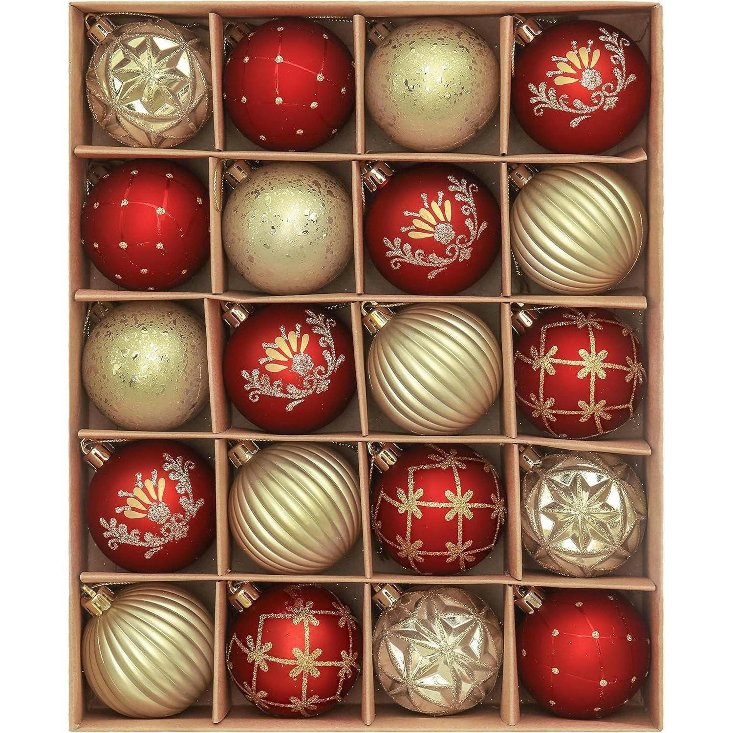 WEIHNACHTSKUGELN 20 Stück 6 cm Set Rot Gold Kunststoff - Multicolor, Kunststoff (6/6/6cm)
