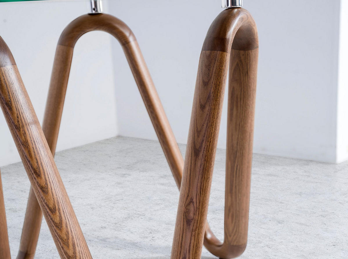 ECKTISCH Rund, Glas, Walnuss 50/ 50/ 51 cm - Transparent/Nussbaumfarben, Glas/Holz (50/50/51cm) - ANGEL CERDA