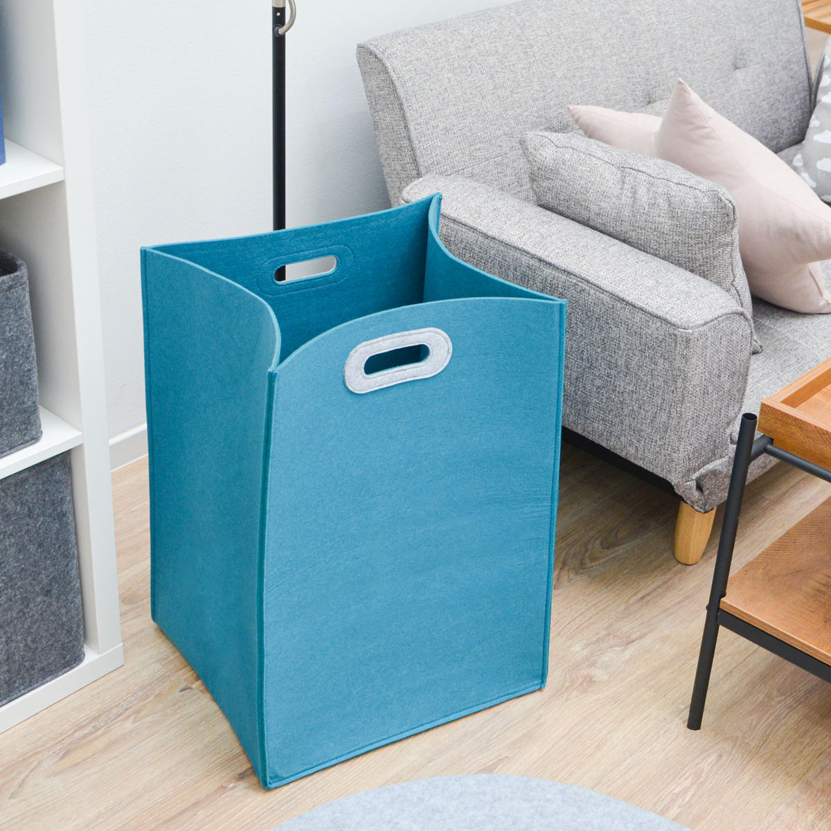 WÄSCHEKORB 100 Liter 43x38x60 cm Petrolfarben - Blau, Kunststoff (38/60/43cm) - Dunedesign