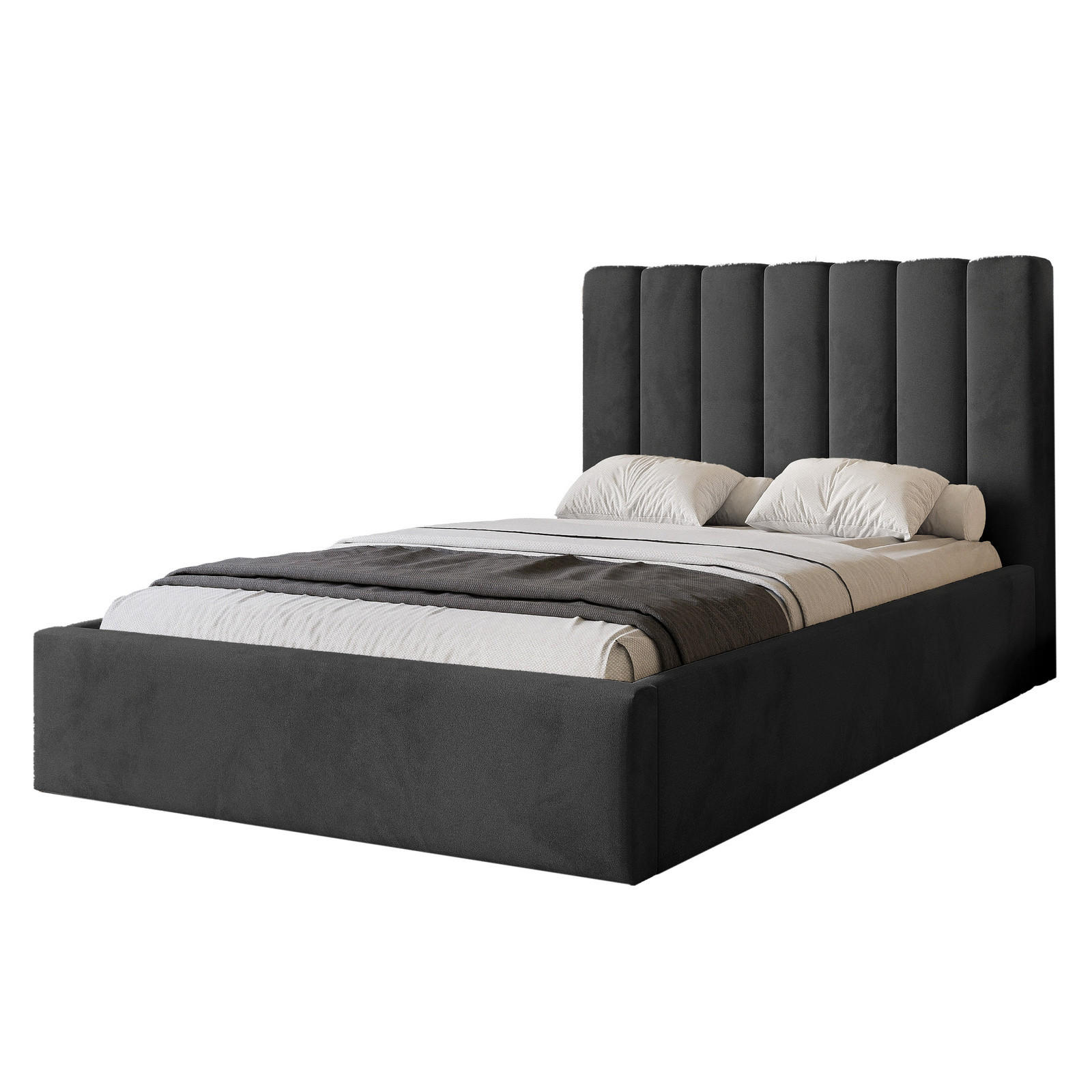 POLSTERBETT CIERO 120x200 cm Schwarz Samt (Stoff Magic Velvet) - mit Bettkasten und Lattenrost - Schwarz, Holzwerkstoff/Textil (120/200cm) - Ravio