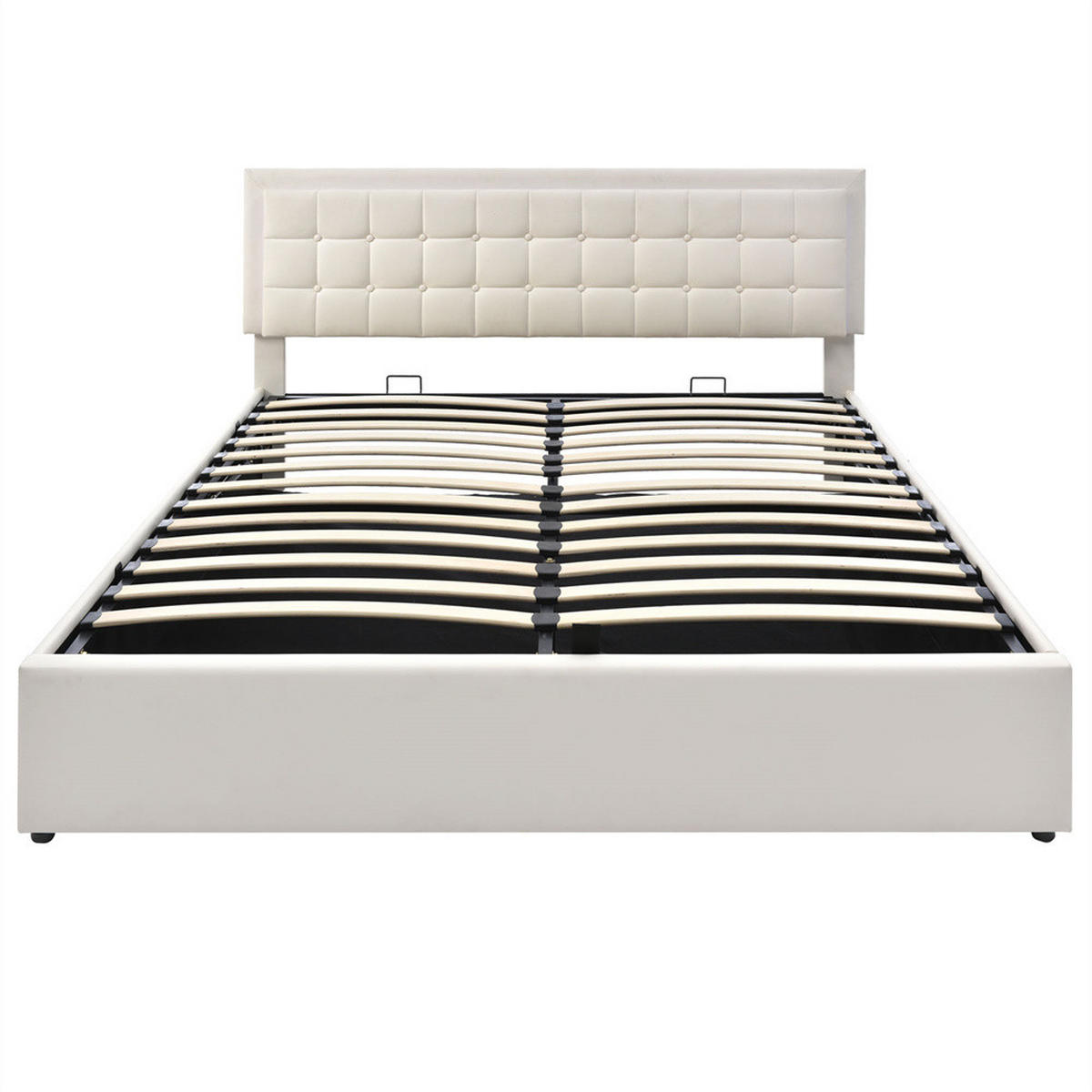 KLÄDD SÄNG 90x200 cm med förvaringsfack som fälls upp, beige - Beige, Trä/Textil (90/200cm) - KOMHTOM