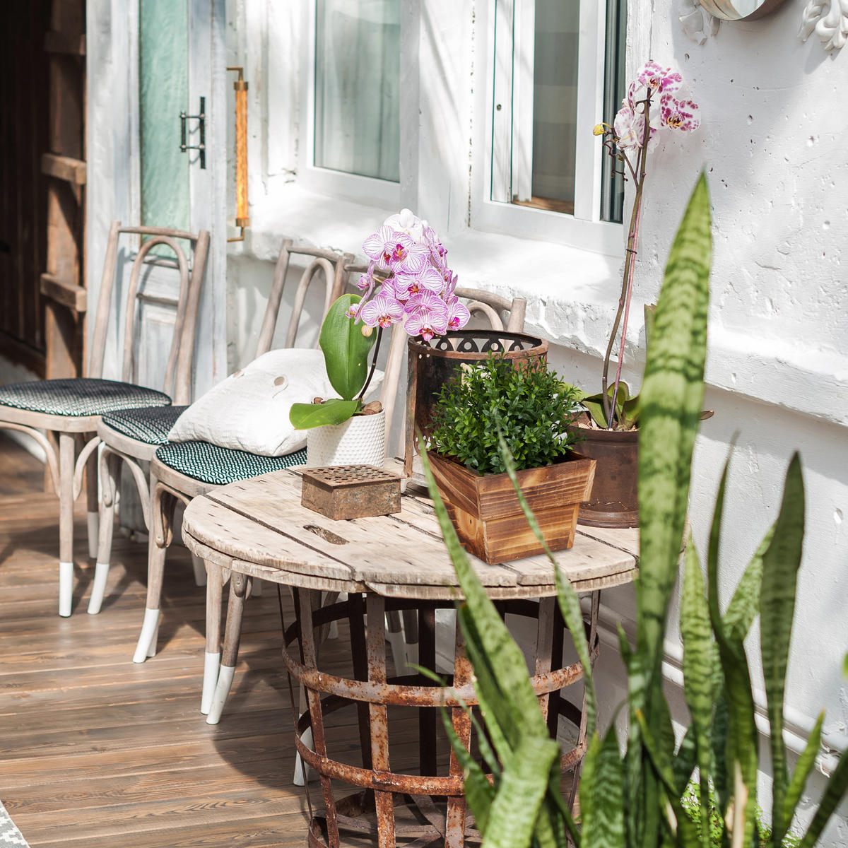 3XBLUMENTOPF - Hellbraun, Holz (19/14/19cm) - Relaxdays
