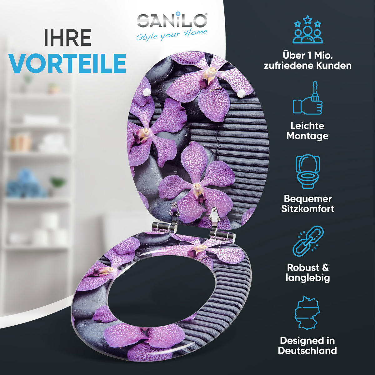 WC-SITZ mit Absenkautomatik Vanda - Violett, Holzwerkstoff (38/6/47cm) - Sanilo