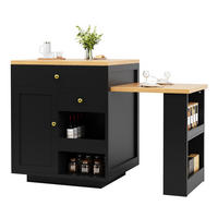 KÜCHENINSEL Ausziehbar 122 195cm Tischplatte Weiß Schwarz - Schwarz, Holzwerkstoff (122.5/93.8/70cm) - FLIEKS