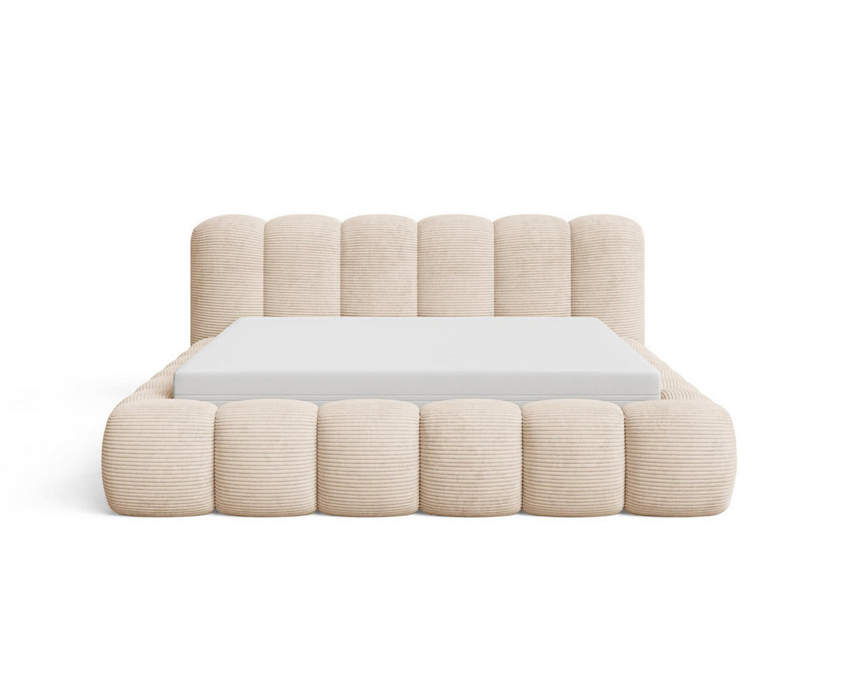 POLSTERBETT 140x200 mit Bettkasten, Lattenrost und Kopfteil, Poso Cord-Stoffbezug Rosa - Rosa, Holz (140/200cm) - Chilly