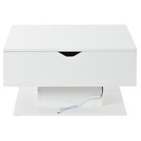COUCHTISCH 80/75/40 cm mit Hubfunktion und LED-Beleuchtung in Weiß - Weiß, Holzwerkstoff (80/75/40cm) - Flora Grace