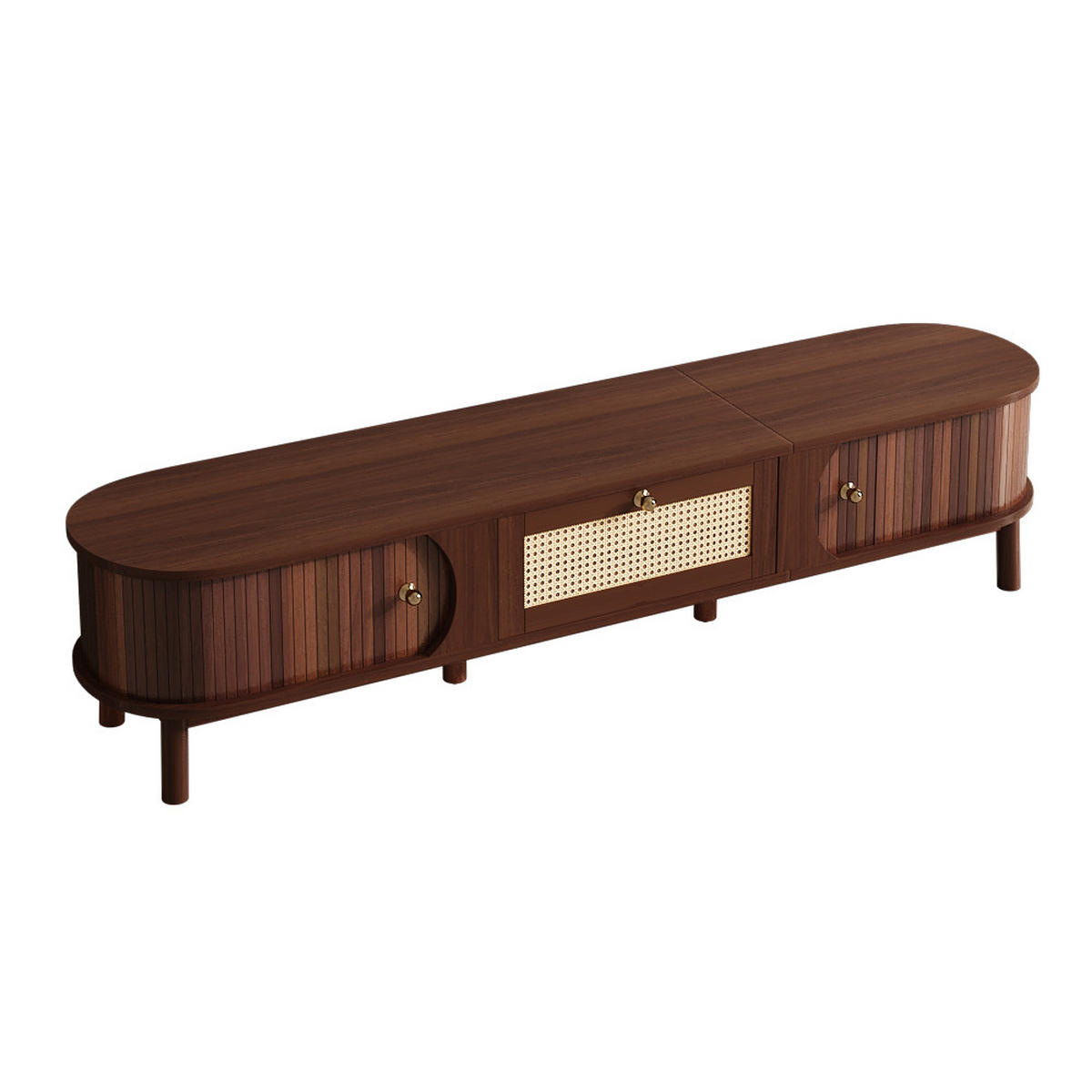 TV-SCHRANK Lowboard Holz Rattan Türen - Naturfarben, Holzwerkstoff (170/38/39.5cm) - Fortuna Lai