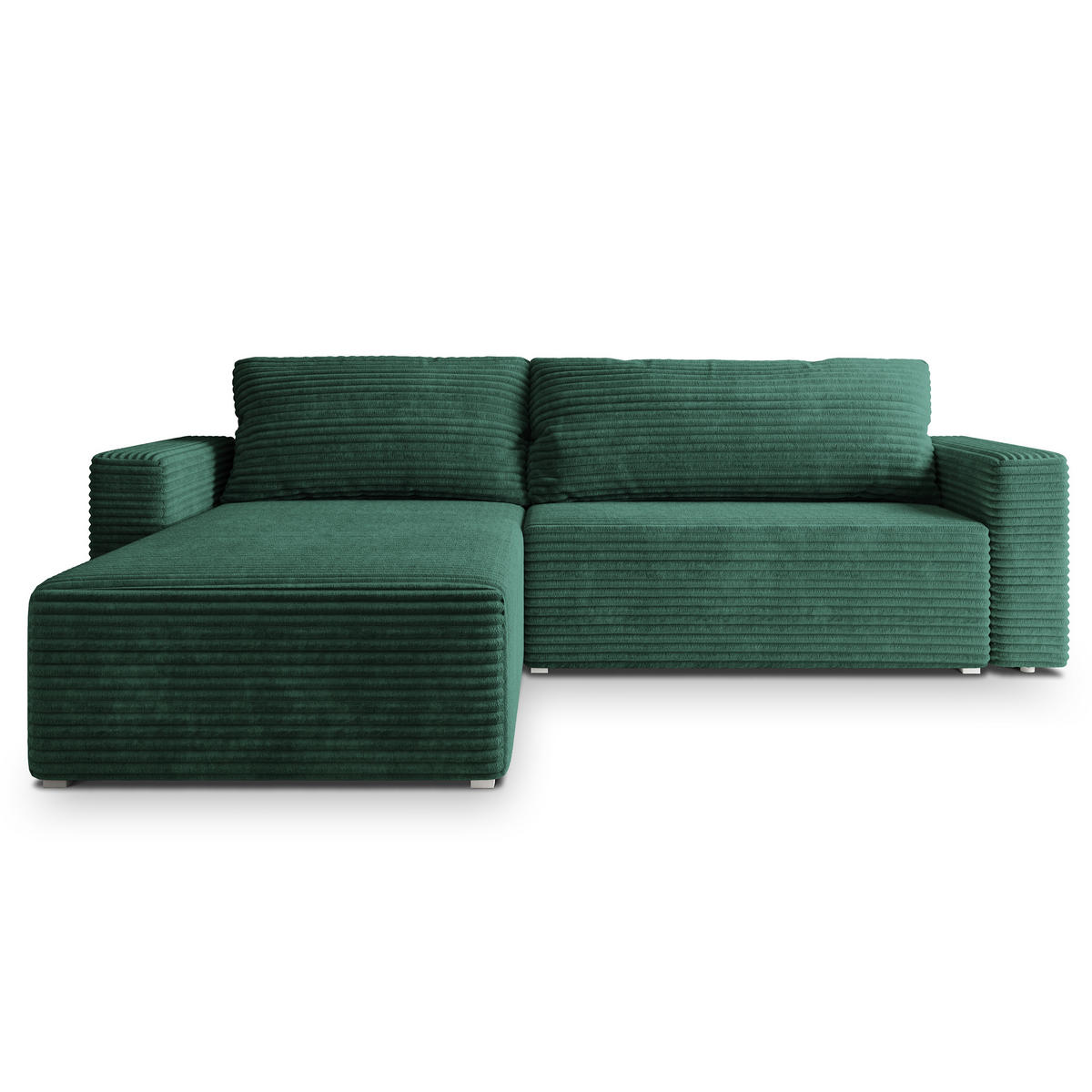 ECKSOFA CALTI T Grün Kordstoff mit Schlaffunktion - Grün, Holzwerkstoff/Textil (283/183cm) - MASSENO