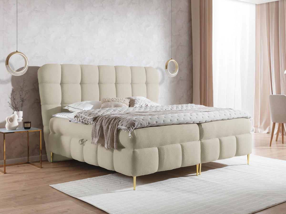 BOXBETT Lolly - Beige/Goldfarben, Holz/Textil (120/200cm) - MIRJAN24