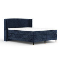 BOXSPRINGBETT Carizzo Marineblau 200/200 cm mit Matratze und Topper - Schwarz/Dunkelblau, Holz/Holzwerkstoff (200/200cm) - Maison de Reve