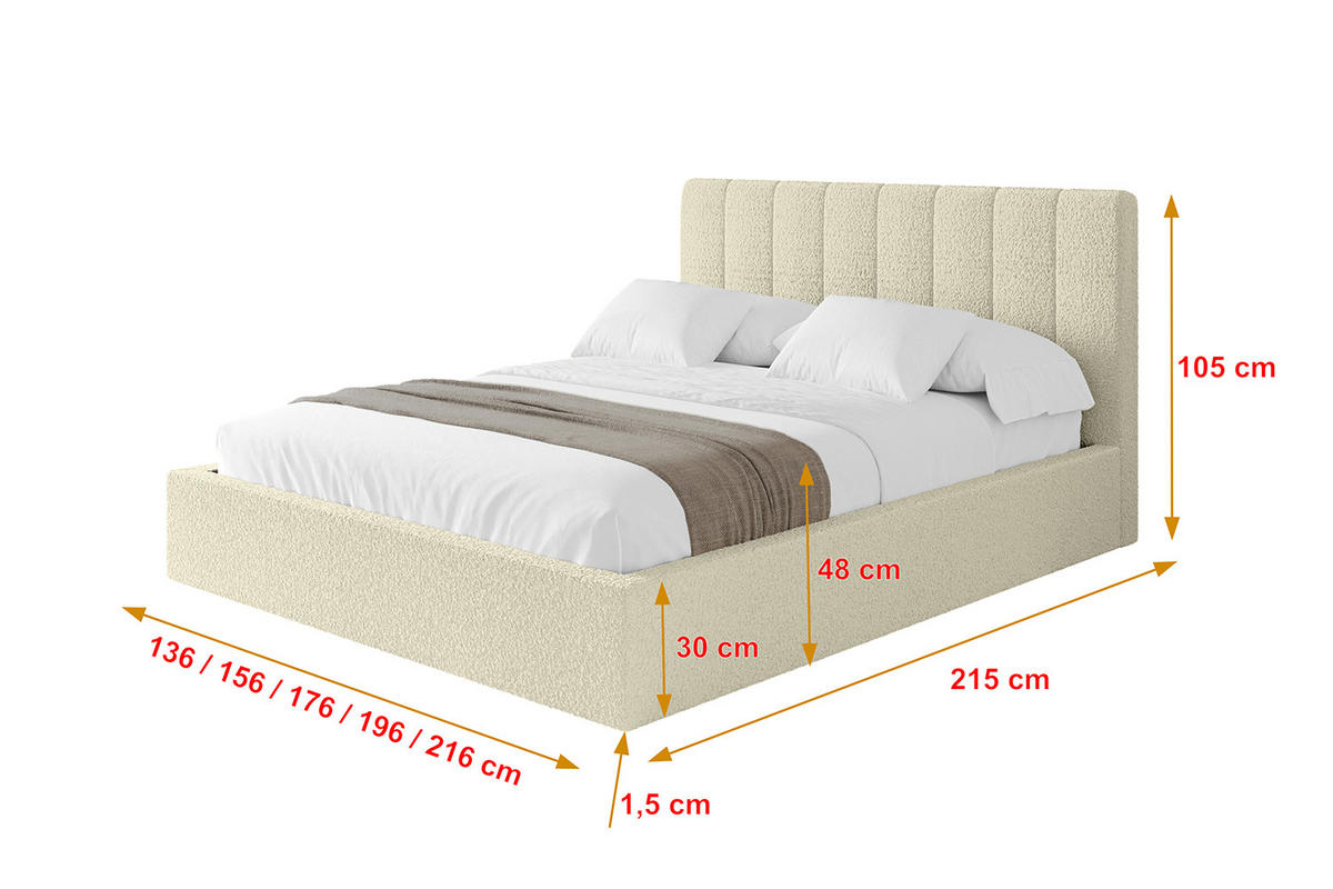 POLSTERBETT mit Bettkasten und Lattenrost, Bett mit Matratze H3/H4 - STERA 160x200 Beige - Hellbraun, Holzwerkstoff/Textil (160/200cm) - ALTDECOR