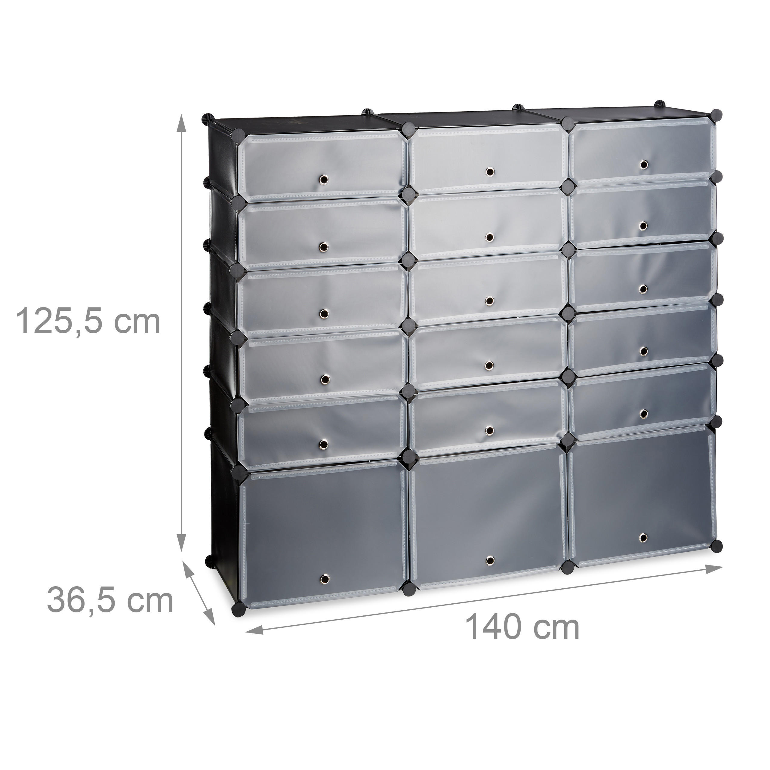 Thumbnail - Relaxdays Schuhregal, Schwarz, Kunststoff, Metall, 140x125.5x36.5 cm, Garderobe, Schuhaufbewahrung, Schuhregale