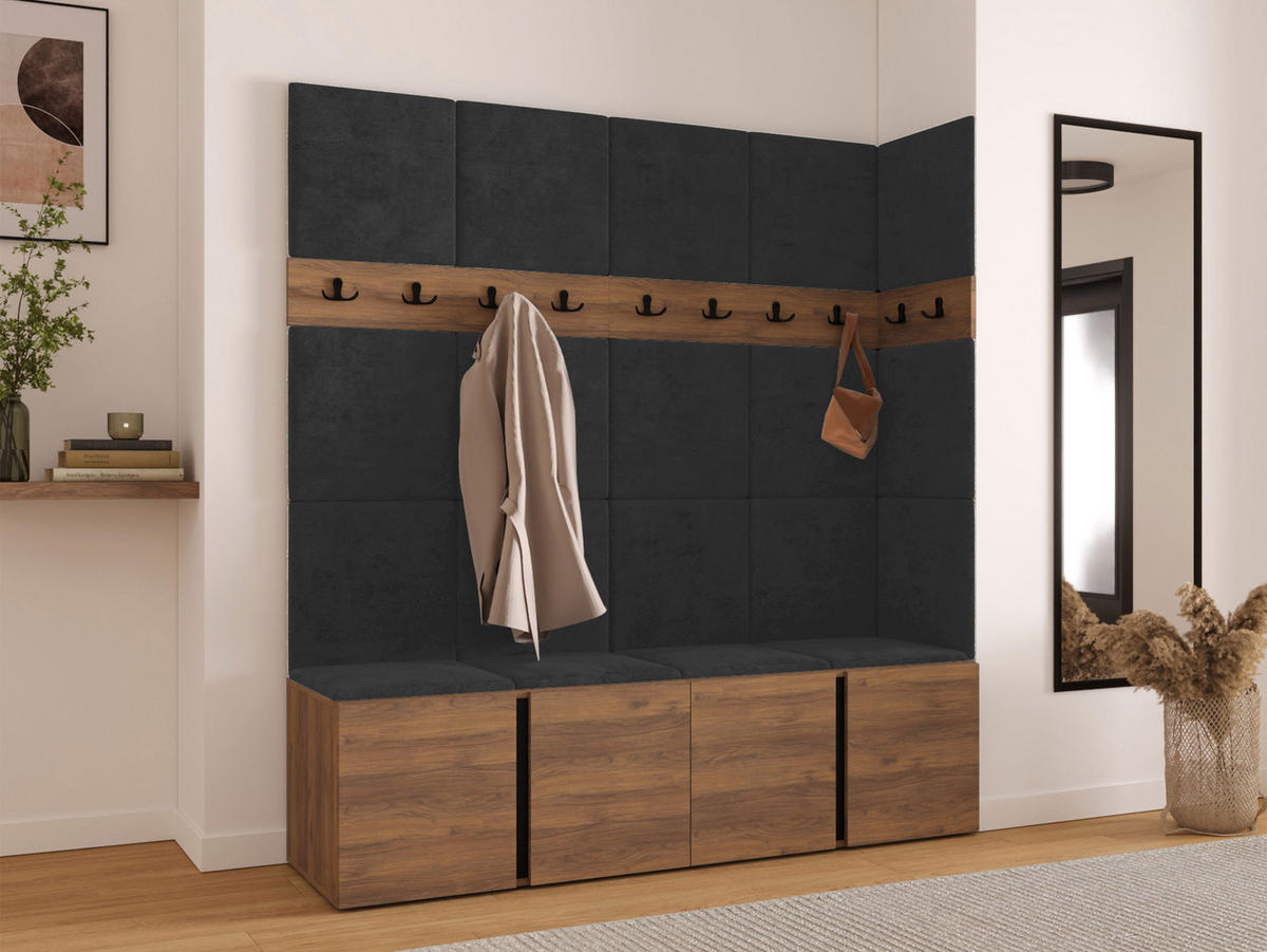 MOBILIER PENTRU HOL Orion II - culoare lemn de nuc/antracit, material plastic/compozit lemnos (168/186/46cm) - MIRJAN24
