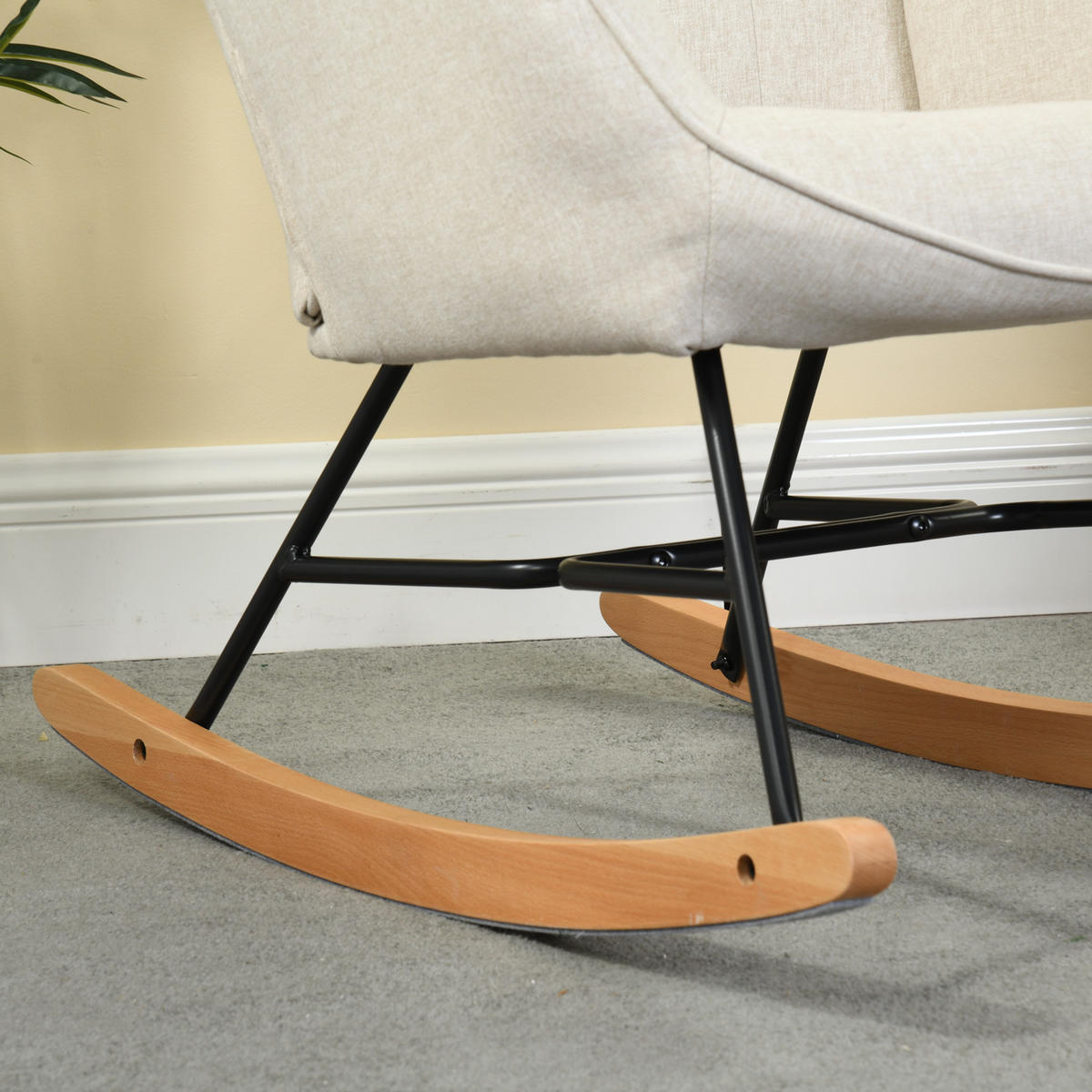 SCHAUKELSTUHL Beige mit Holzbeinen - Beige, Holz/Textil (66/97/84cm) - Meubles Cosy