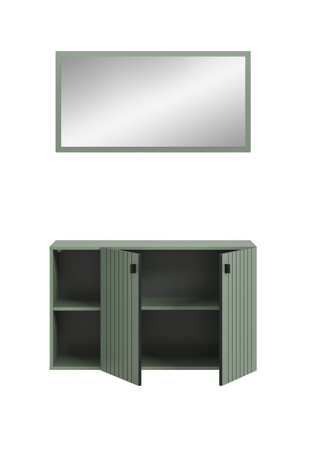 GARDEROBEN-SET STATION 2-tlg. (B/H/T: ca. 106/192/37 cm) in Smoke Green/Smoke Green - Dunkelgrün, Holzwerkstoff (106/192/37cm)