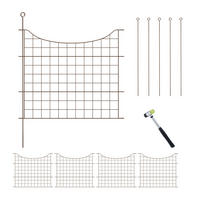 5XTEICHZAUN - Braun, Kunststoff/Metall (370/65/2cm) - Relaxdays