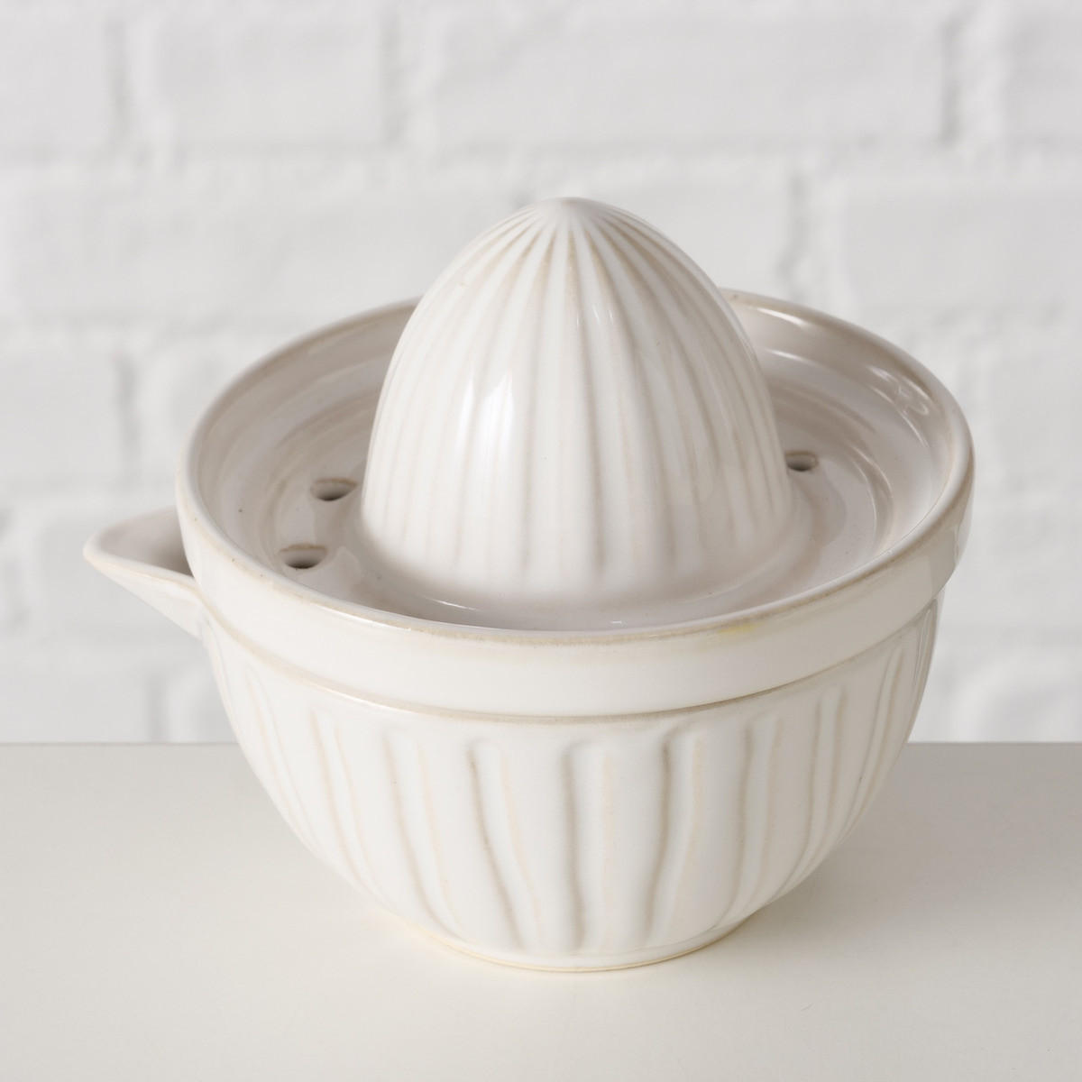 ZITRONENPRESSE Keramik Evyna 250 ml - Weiß, Keramik (11.3/10.5/11.3cm) - Boltze Home