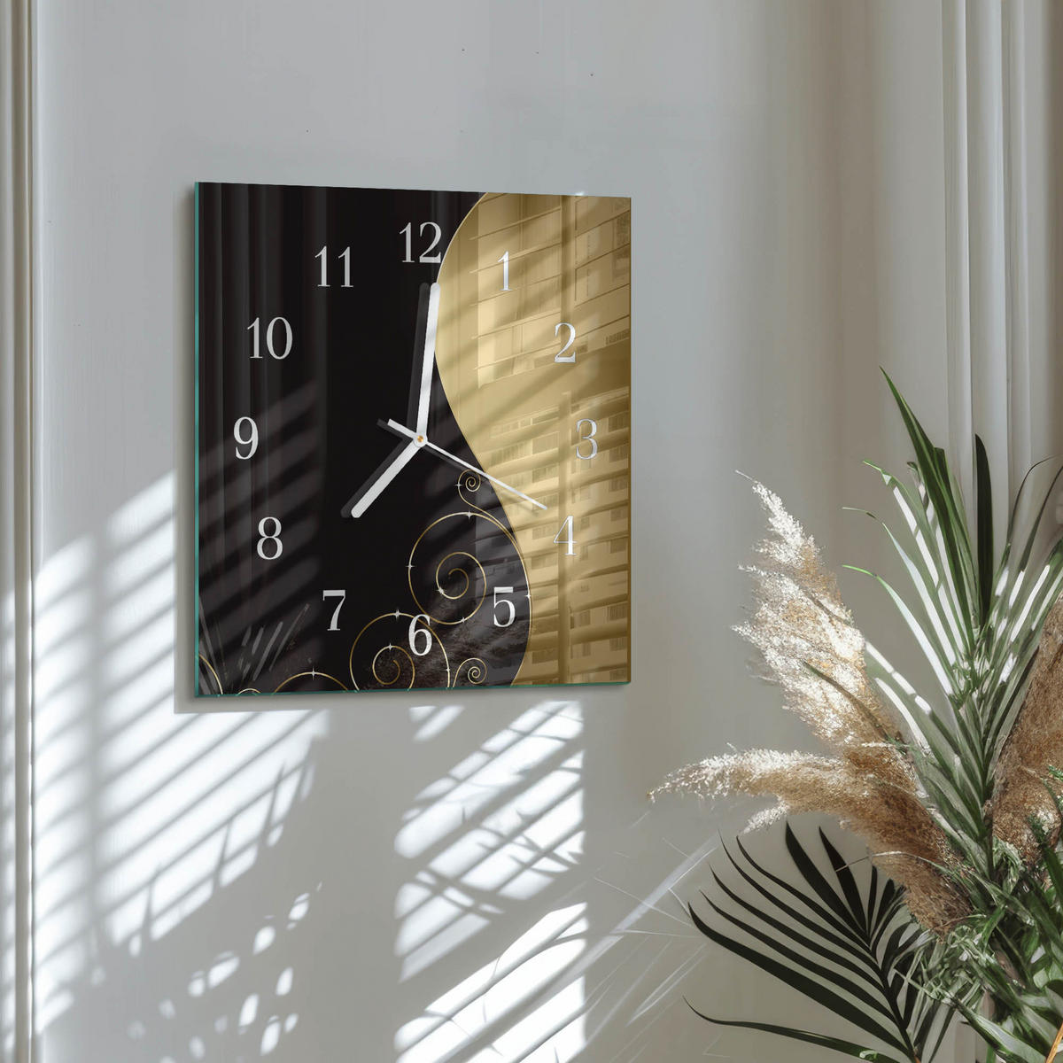 WANDUHR 30x30 cm - Abstrakte Kunst - Braun, Glas (30/30/0.4cm) - TULUP