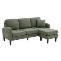 SOFA modular 166 x 118 x 77 cm Cord Green 3-Sitzer - Grün, Holz (118/166cm) - Meubliv