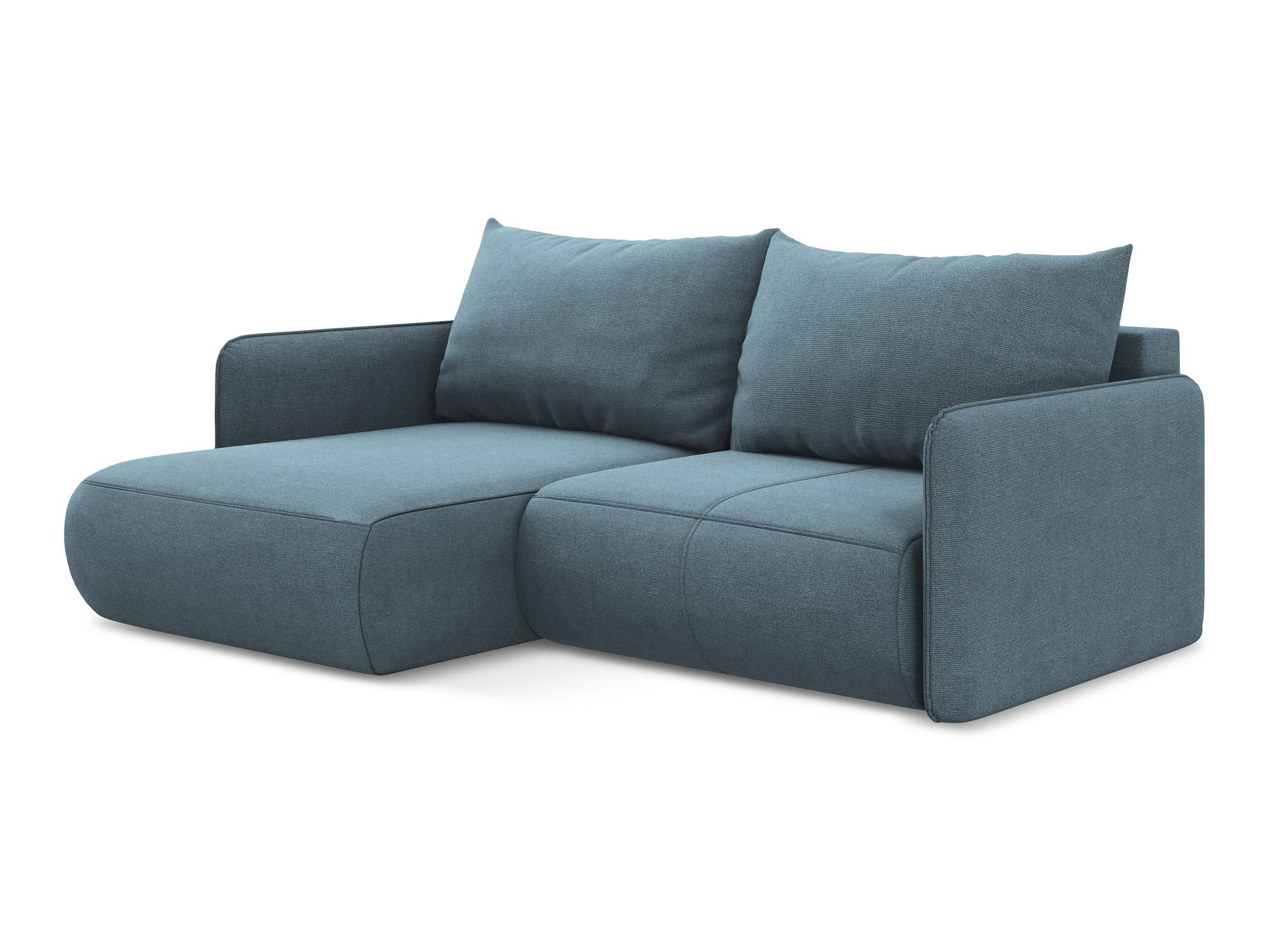 ECKSOFA mit Schlaffunktion Strukturstoff Stoff Blau - Blau/Schwarz, Kunststoff/Textil (148/207cm) - Makamii