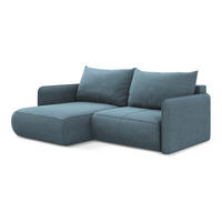 ECKSOFA mit Schlaffunktion Strukturstoff Stoff Blau - Blau/Schwarz, Kunststoff/Textil (148/207cm) - Makamii