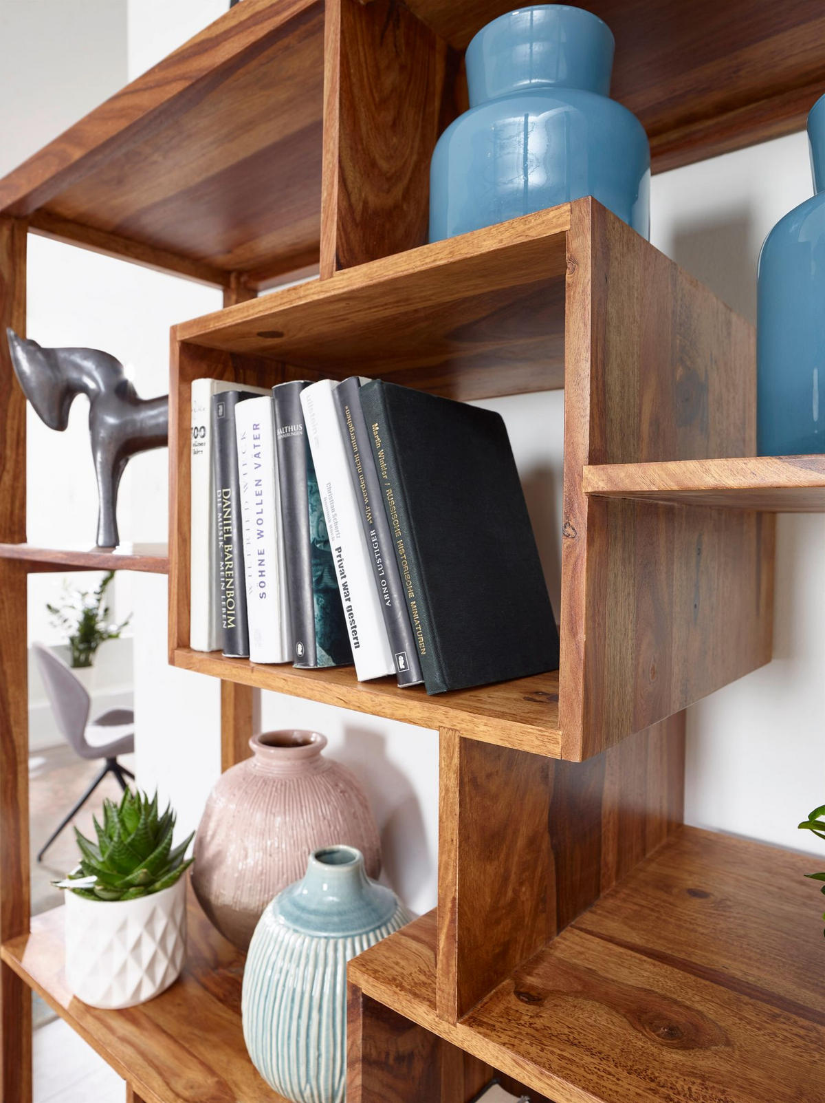 BÜCHERREGAL – Naturholz, 115x180 cm, Landhausstil, mit Ablagefächern - Braun, Holz (115/180/40cm) - KADIMA DESIGN