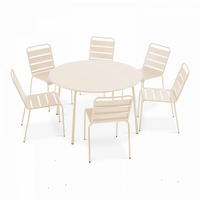 GARTENSET 7-tlg., Elfenbeinfarbe - Beige, Metall - Oviala