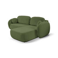 ECKSOFA AMICO R-S Olivgrün Geflochtener Stoff mit Schlaffunktion - Olivgrün, Holz (248/174cm) - MASSENO