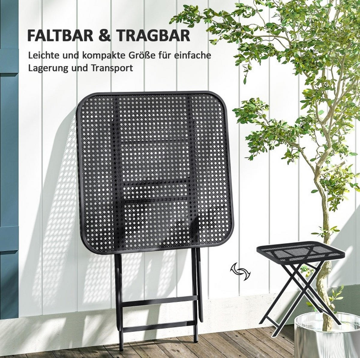 LOUNGETISCH 70/70/72 cm Schwarz aus Stahl klappbar - Schwarz, Metall (70/70/72cm) - OKMYHOME