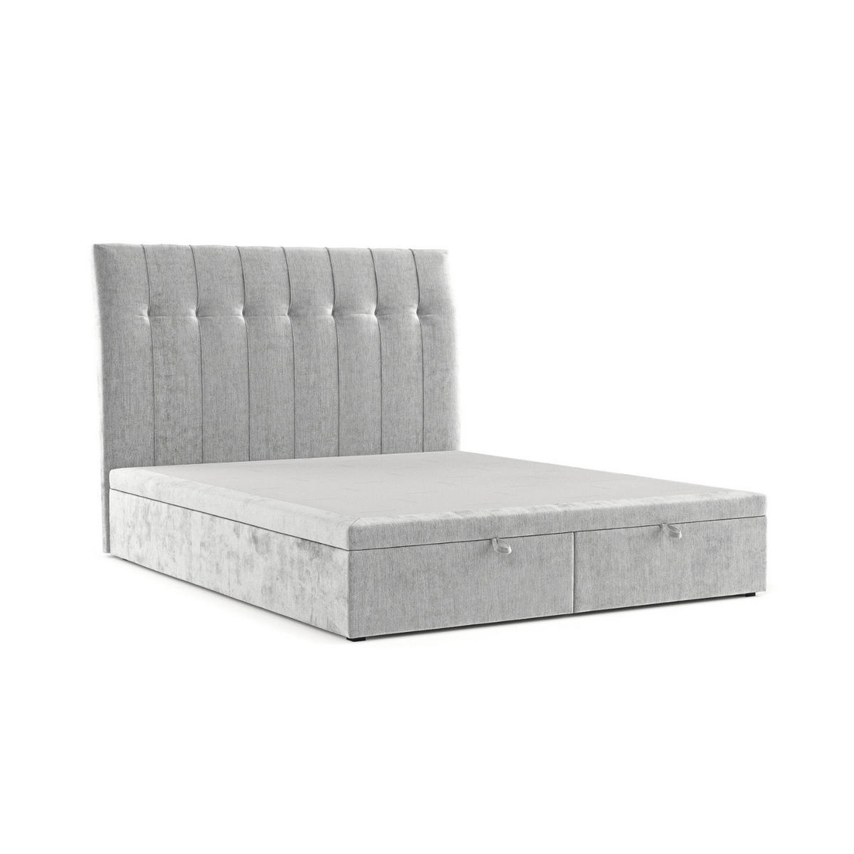 POLSTERBETT Kelsea mit Stauraum 200/200 cm Hellgrau im Lotta Stoff - Hellgrau/Schwarz, Holz/Holzwerkstoff (200/200cm) - AltaBeds