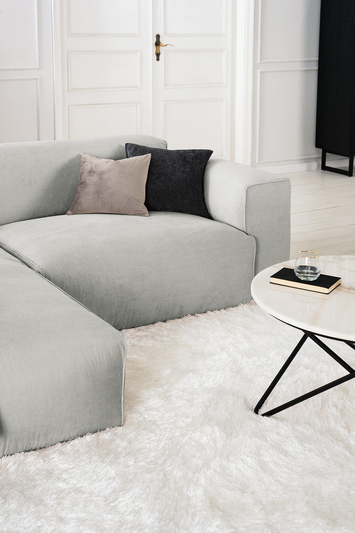 1,5-SITZER ECKSOFA mit Longchair - Schwarz/Grau, Kunststoff/Textil (260/173cm) - home24