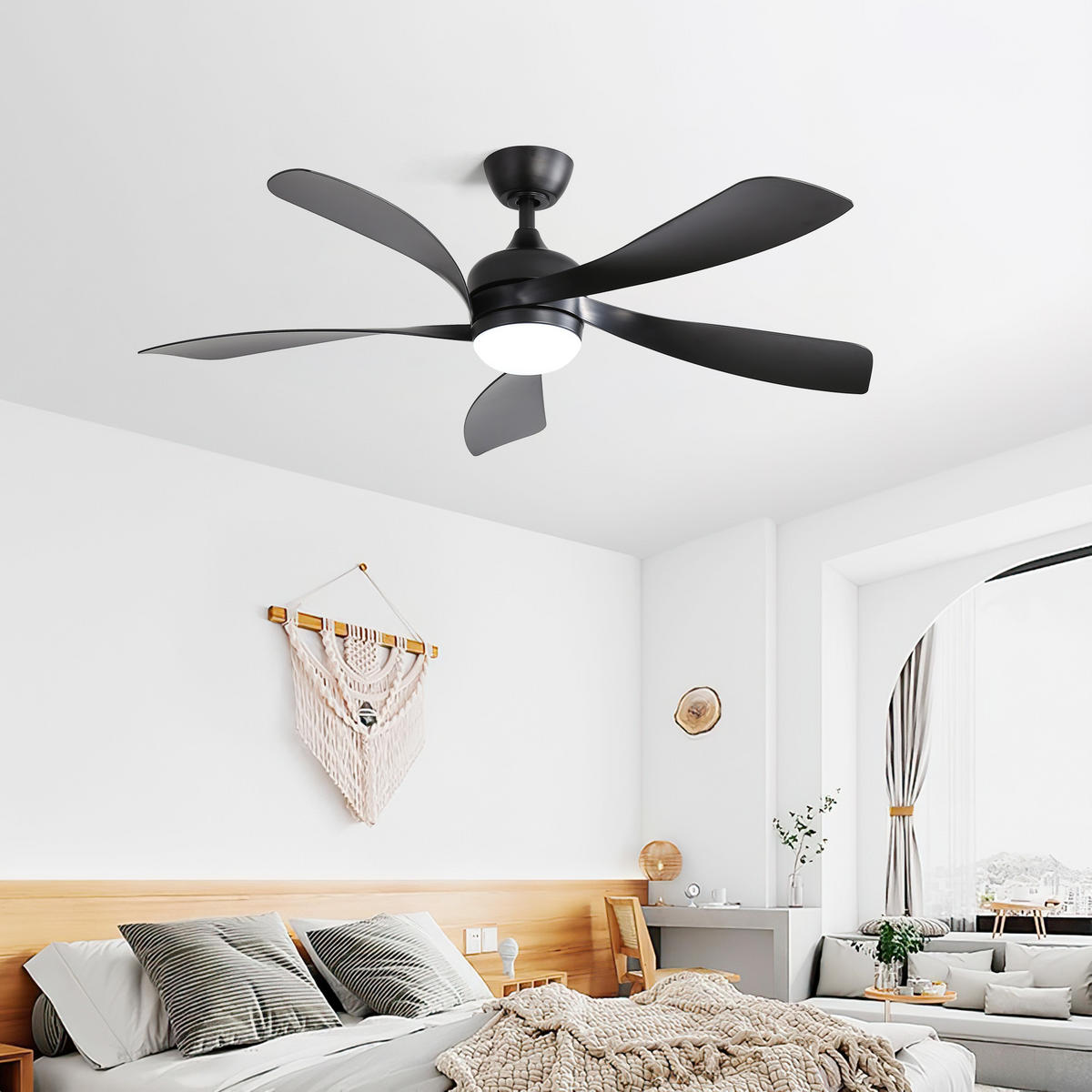 DECKENVENTILATOR 52Zoll Smart LED Licht Dimmbar Speicherfunktion DC Motor - Schwarz, Kunststoff (132.08/132.08/26.8cm) - CASIVA