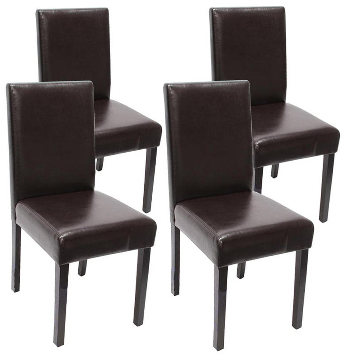 ESSZIMMERSTUHL 4er-Set klassisch und zeitlos 90x43x56cm Sitzhöhe 45cm Leder Braun dunkle Beine - Braun, Leder (43/90/56cm) - CHEFGASTRO