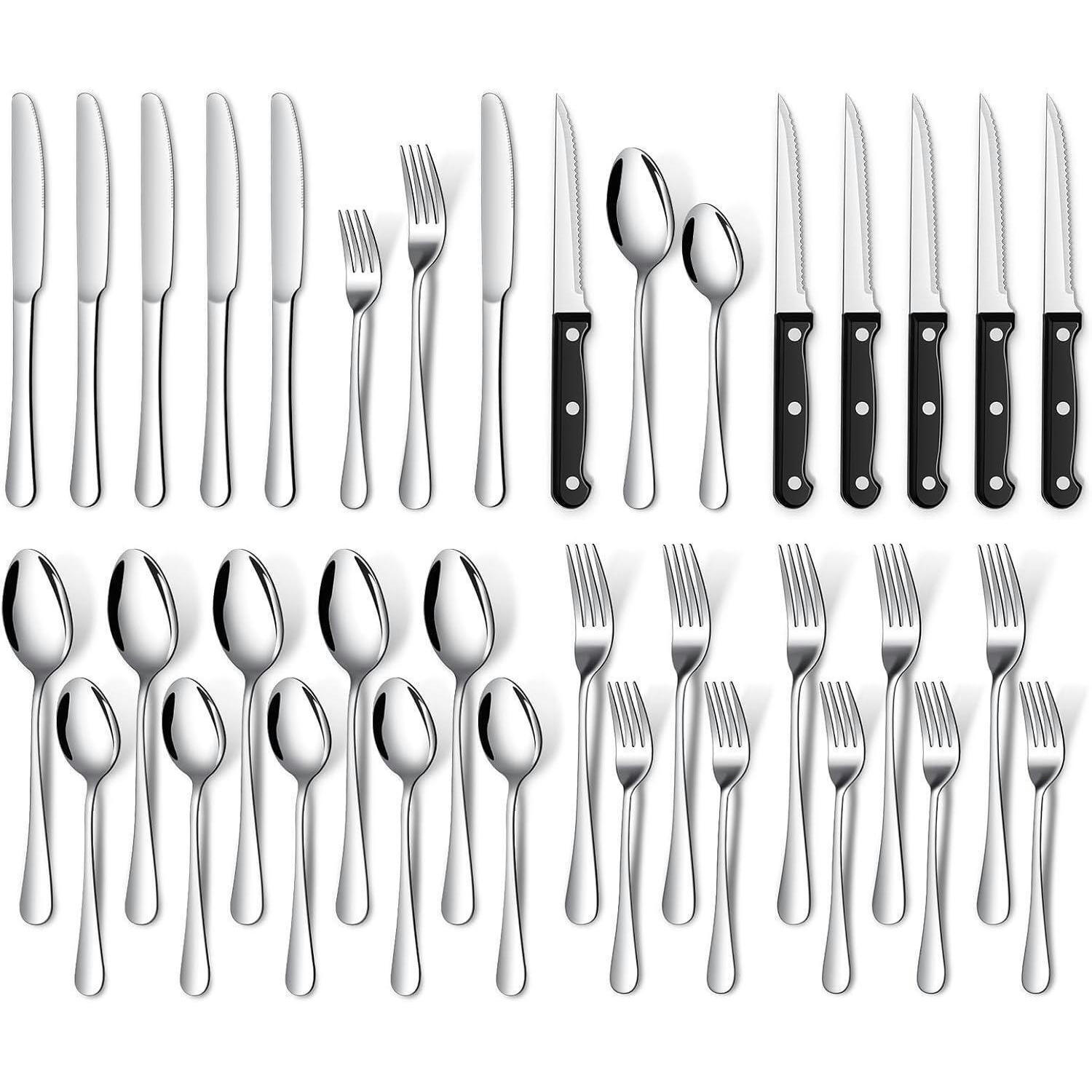 BESTECKSET 36-teilig für 6 Personen Edelstahl Silber - Silberfarben, Metall