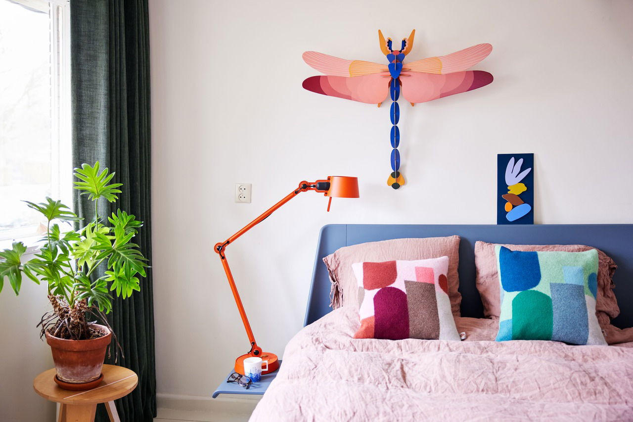 WANDDEKO Libelle 90/13 cm - Blau/Pink, Wellpappe (90/13/75cm) - KUNSTLOFT