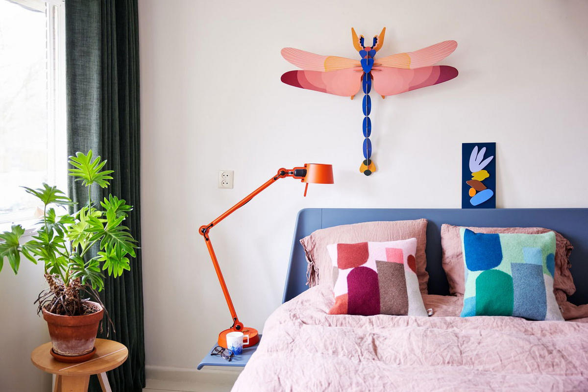 WANDDEKO Libelle 90/13 cm - Blau/Pink, Wellpappe (90/13/75cm) - KUNSTLOFT