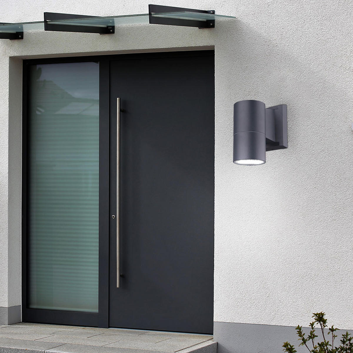 WANDLAMPE Aluminium Anthrazit Außenleuchte - Anthrazit, Glas (6/11/11.5cm)