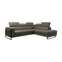 ECKSOFA Marchesi Echtleder Greige - Greige, Leder/Metall (257/80/220cm)