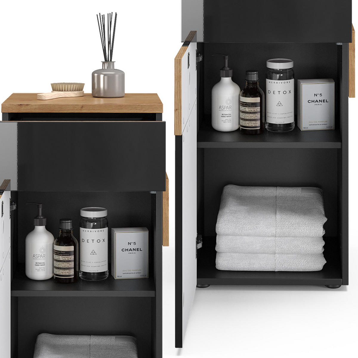 MIDISCHRANK Eden Anthrazit 40 x 84 cm - Anthrazit, Holzwerkstoff (40/84/37cm) - Vicco