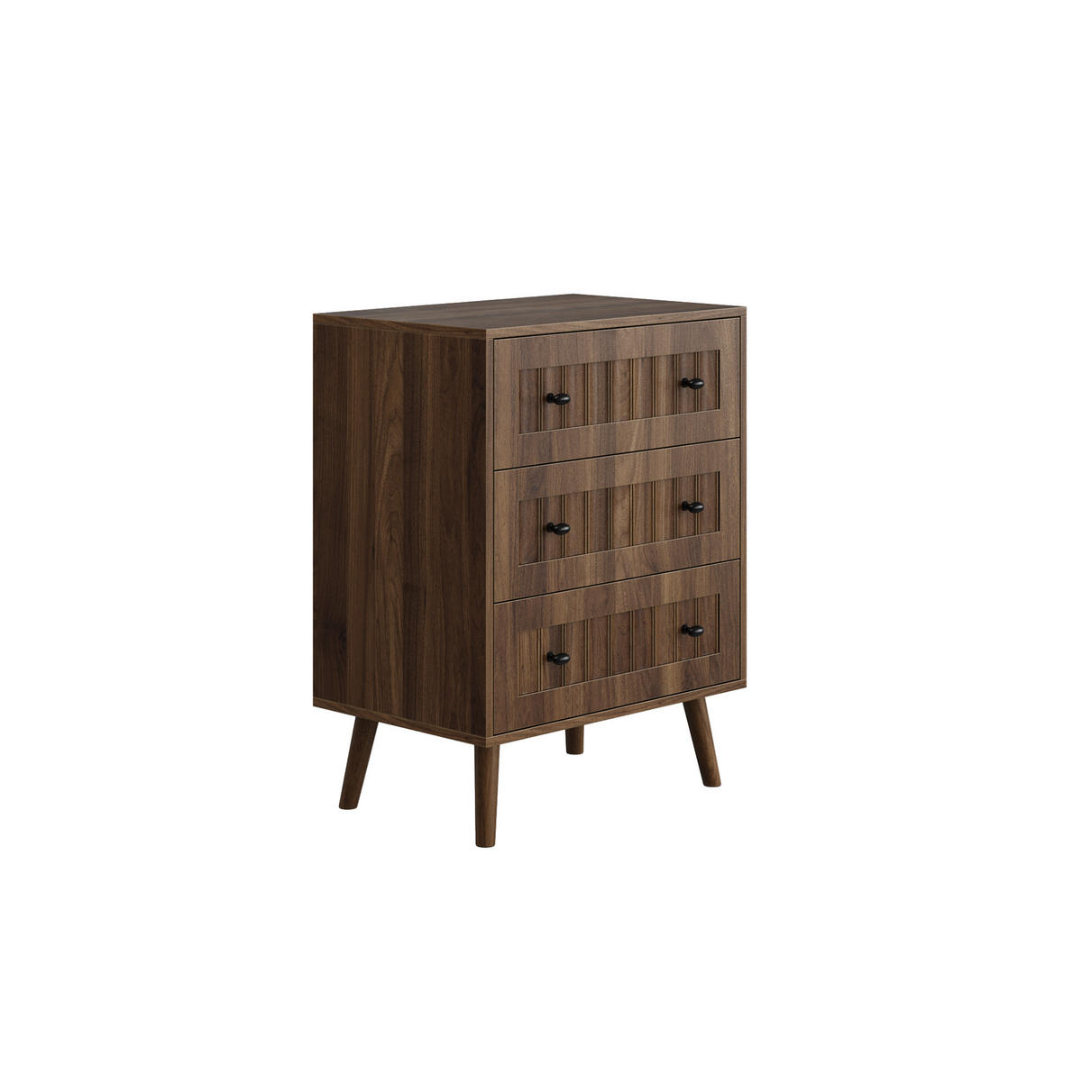 KOMMODE 60/40/79 cm aus MDF mit 3 Schubladen und Rillenfront Walnussfarben - Walnussfarben, Holzwerkstoff (60/78/40cm) - Modenvie