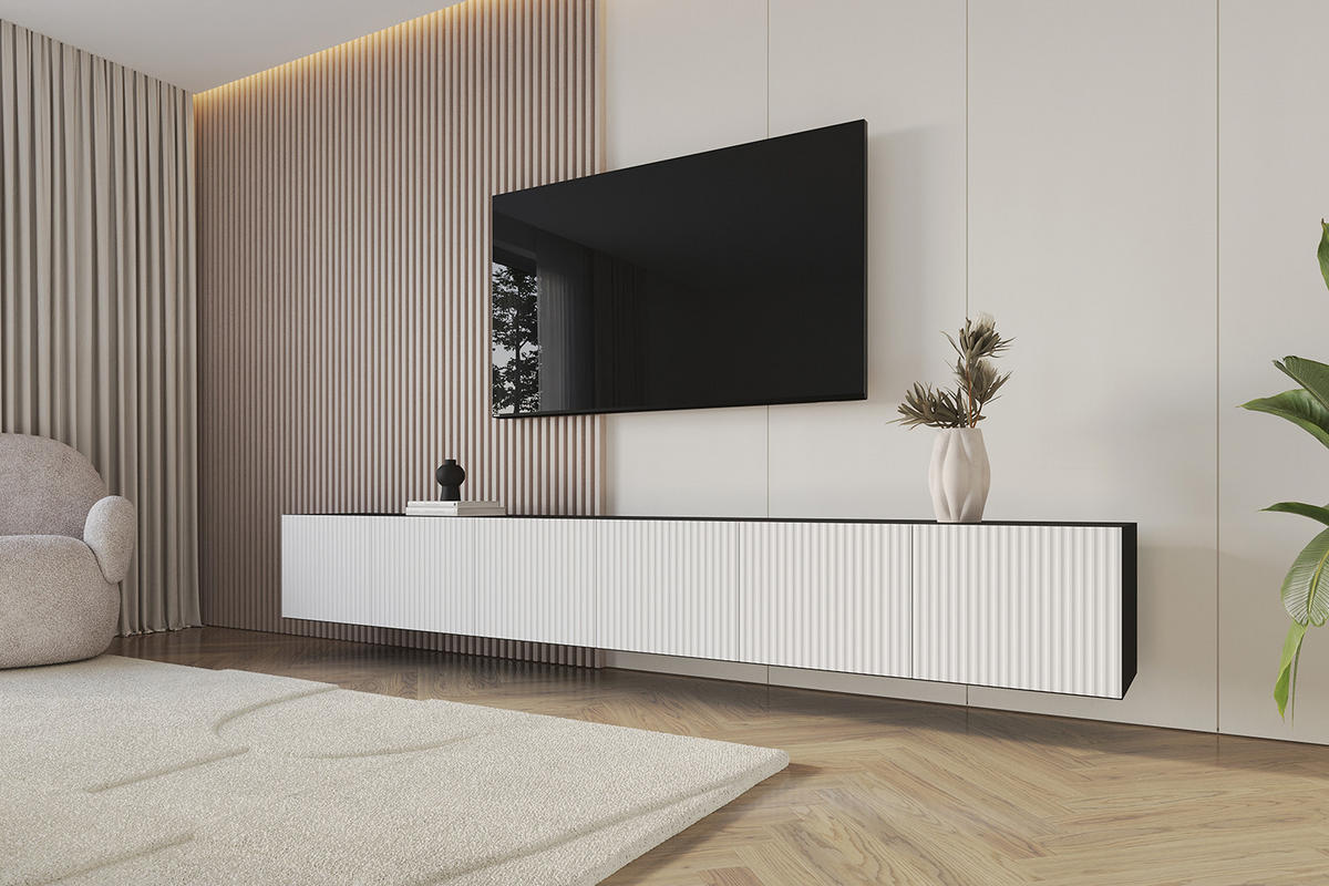 LOWBOARD NOA-2-W 3x100x40x41 cm - Schwarz / Weiß - Weiß, Holzwerkstoff (300/40/41cm) - ALTDECOR