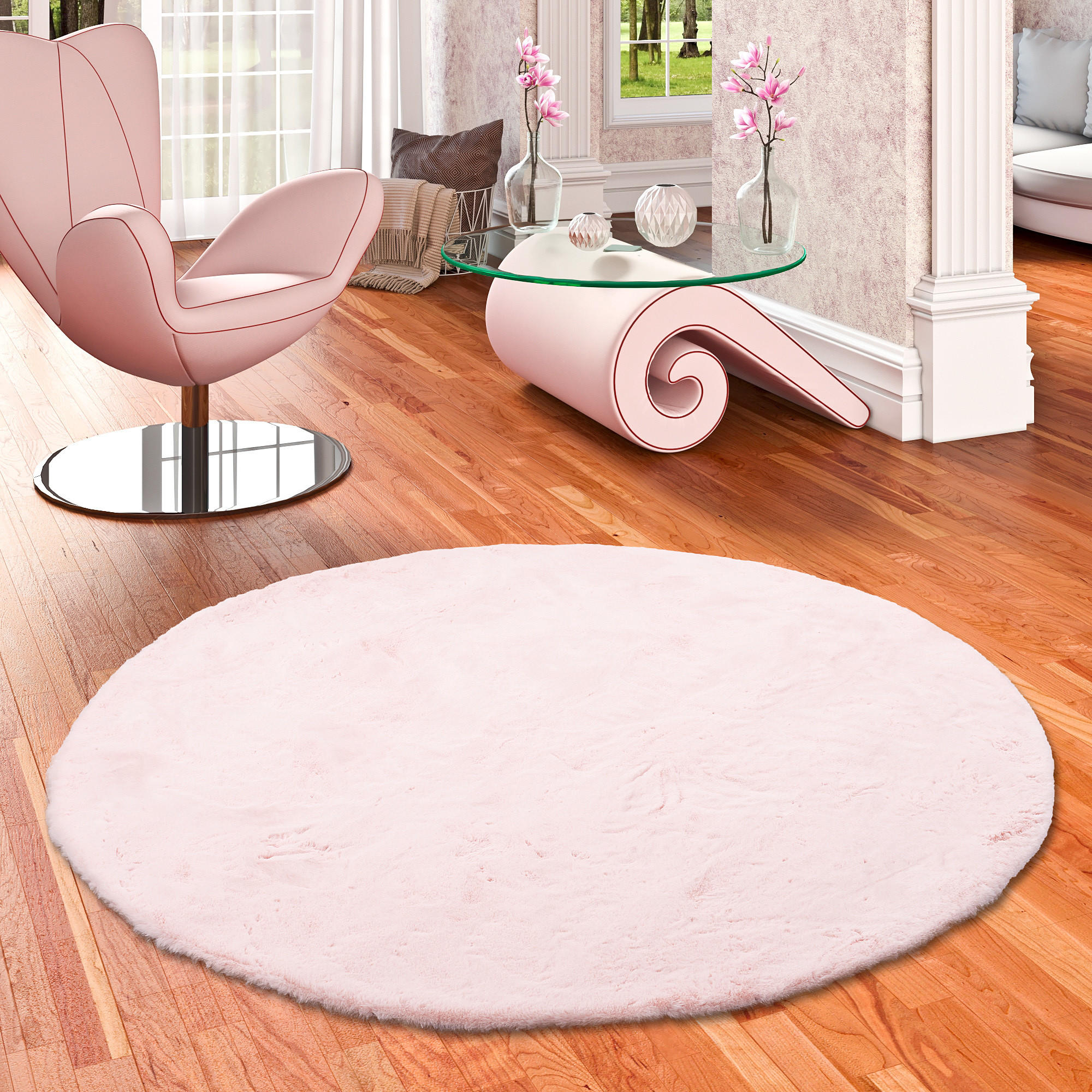 FELLTEPPICH LUXUS SUPER SOFT PLUSH RUND - Rosa, Textil (160/160cm) - Pergamon